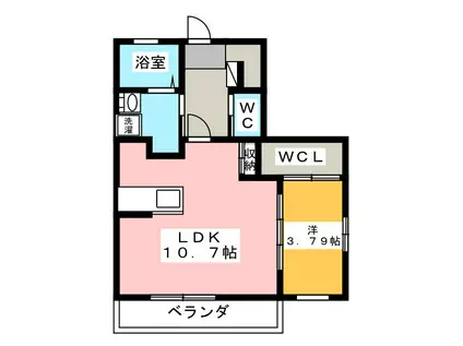 ル・リオン三方原(1LDK/1階)の間取り写真