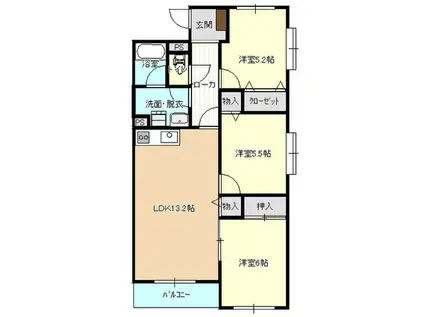 サンフレッシュ西下台(3LDK/3階)の間取り写真