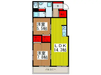 西川口グリーンマンション(2LDK/6階)の間取り写真