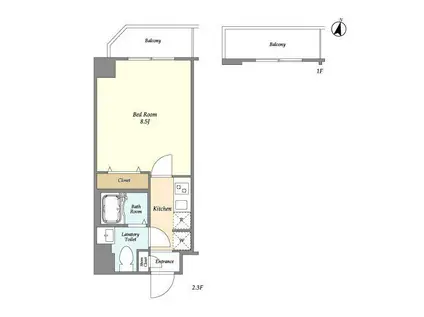 アルファコート青砥3(1K/2階)の間取り写真