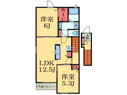べレット花水木(2LDK/2階)の間取り写真