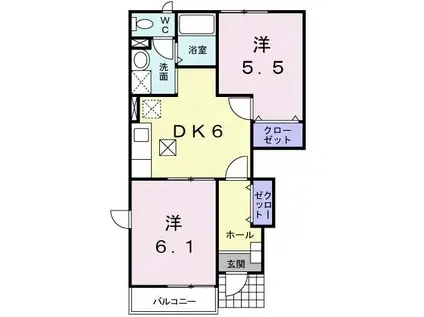 オーシャンハイツ(2DK/1階)の間取り写真