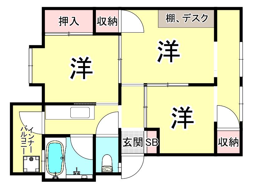 舞子片山5号棟(3K/3階)の間取り写真