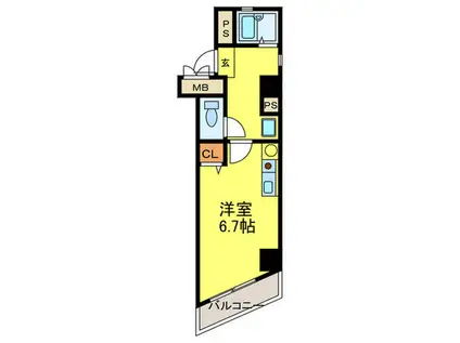 シャルマンヴィラ天神南(ワンルーム/4階)の間取り写真