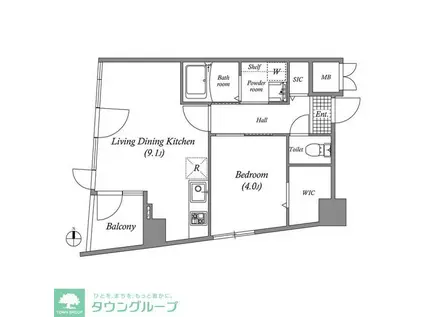 DIO亀戸天神前(1LDK/2階)の間取り写真