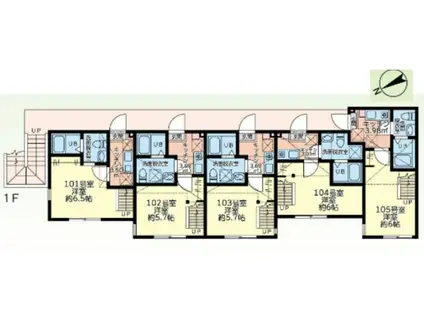 RELIANCE COURT RS(1K/1階)の間取り写真