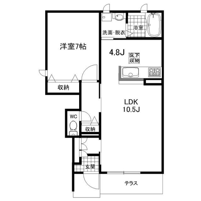 シャーメゾンMUKUROJIコート(1LDK/1階)の間取り写真