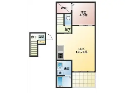 AIR ODAWARA KUNO(1LDK/2階)の間取り写真