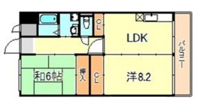 メゾン3桑原(2LDK/1階)の間取り写真