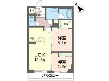 フェリシード野沢(2LDK/3階)の間取り写真