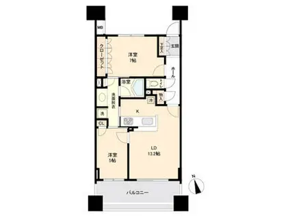 ドゥーエ仙台イースト(2LDK/11階)の間取り写真