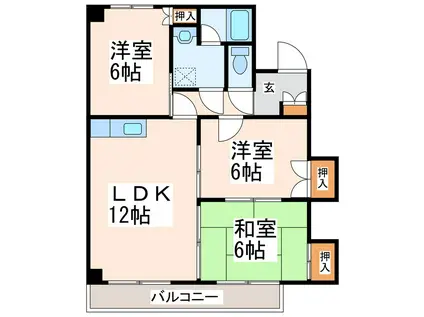 エステート国府(3LDK/3階)の間取り写真