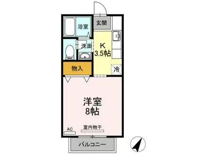 プリメーラいそあい(1K/1階)の間取り写真