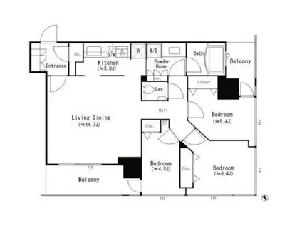 芝浦アイランド ブルームタワー(3LDK/18階)の間取り写真
