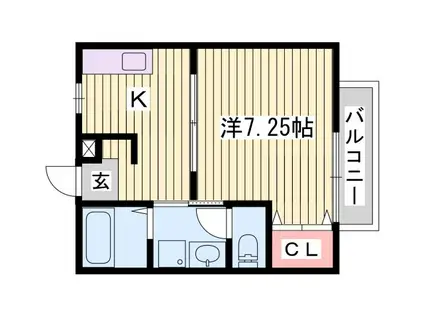 ヌーベル龍野(1K/2階)の間取り写真