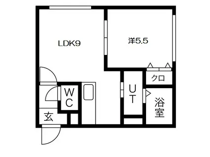 ボヌール月寒(1LDK/4階)の間取り写真