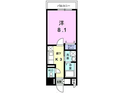 ポルト・ソーレ(1K/4階)の間取り写真