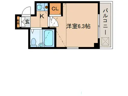 フラッツ郡山(ワンルーム/2階)の間取り写真