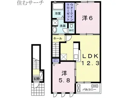 グレイスK アネックスB(2LDK/2階)の間取り写真