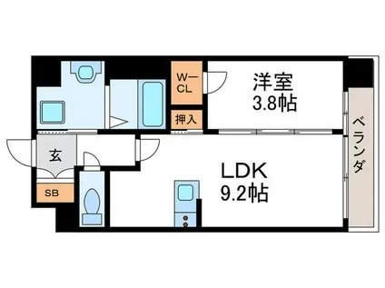 ゼフィランサス西大路(1LDK/4階)の間取り写真