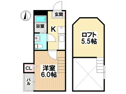 パル大喜町(1K/2階)の間取り写真