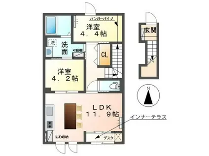 北久原アパート(2LDK/2階)の間取り写真