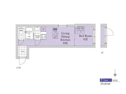 EXAM新中野II(1LDK/2階)の間取り写真