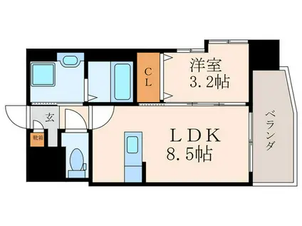 デイジー・シエル(1LDK/2階)の間取り写真