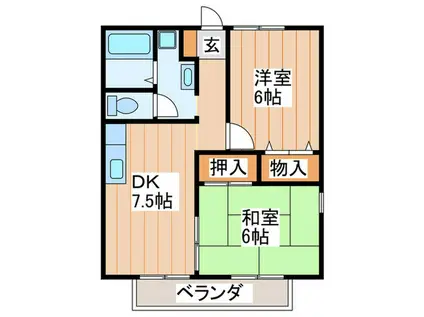コスモコート東(2DK/2階)の間取り写真