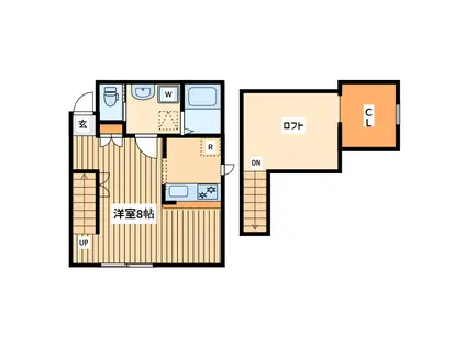 プリマ アート海老名(1K/2階)の間取り写真