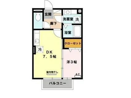 シャン・ルミエール(1DK/2階)の間取り写真