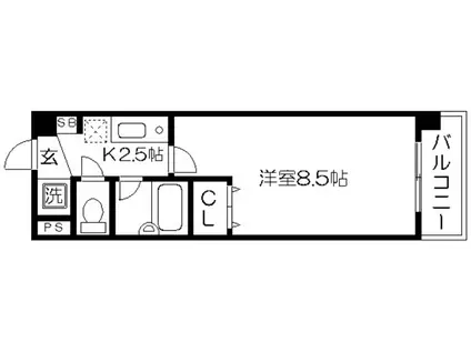 クレアーレ武者小路(1K/3階)の間取り写真