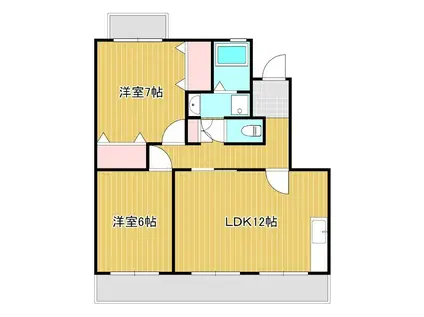 クリサンテA(2LDK/2階)の間取り写真