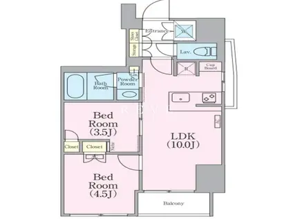 クレストコート蔵前レジデンス(2LDK/2階)の間取り写真