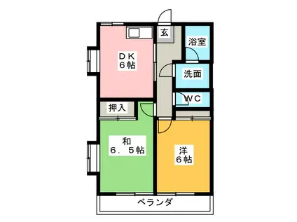 マンションサンリバー(2DK/4階)の間取り写真
