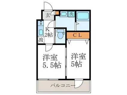 ベレーザ西陣II(2K/3階)の間取り写真