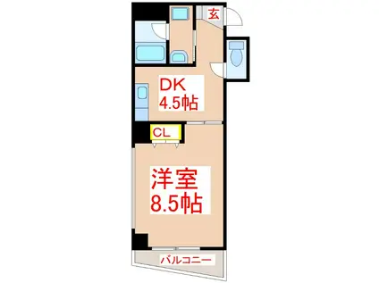 K・BLD(1DK/3階)の間取り写真