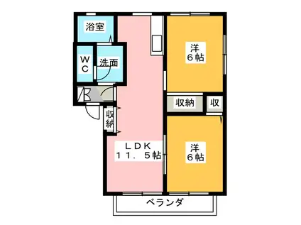 プライム21(2LDK/1階)の間取り写真