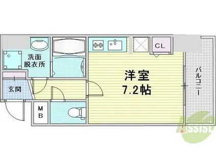 ロイヤルレジデンス北梅田(ワンルーム/6階)の間取り写真