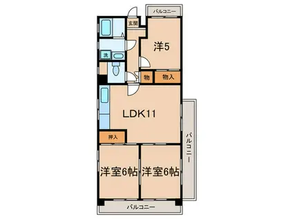 エスポワール大成(3LDK/6階)の間取り写真