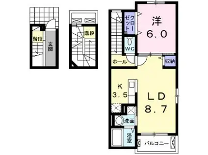 ルミエールB(1LDK/3階)の間取り写真