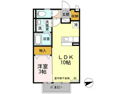 クレールレセンテ C棟(1LDK/1階)の間取り写真