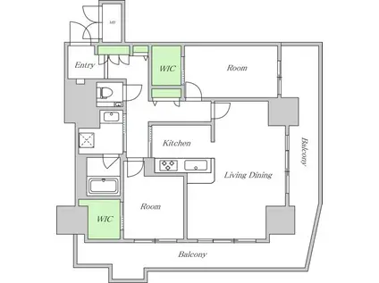 ボアソルテ(2LDK/11階)の間取り写真