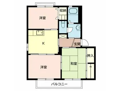 エコーズユタカ B棟(3K/2階)の間取り写真