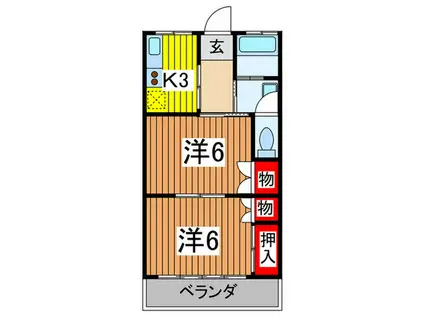 小川マンションA・B(2K/2階)の間取り写真