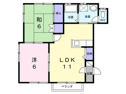 朝日ハイツII(2LDK/1階)の間取り写真