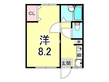 シャトー北大物(1K/3階)の間取り写真