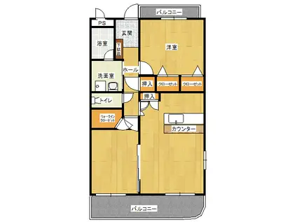 メゾン学園通(2LDK/4階)の間取り写真