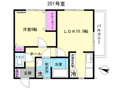 コーポルーチェ(1LDK/2階)の間取り写真