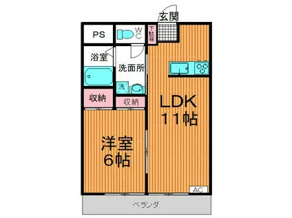 コンフォダブルウエスト(1LDK/1階)の間取り写真